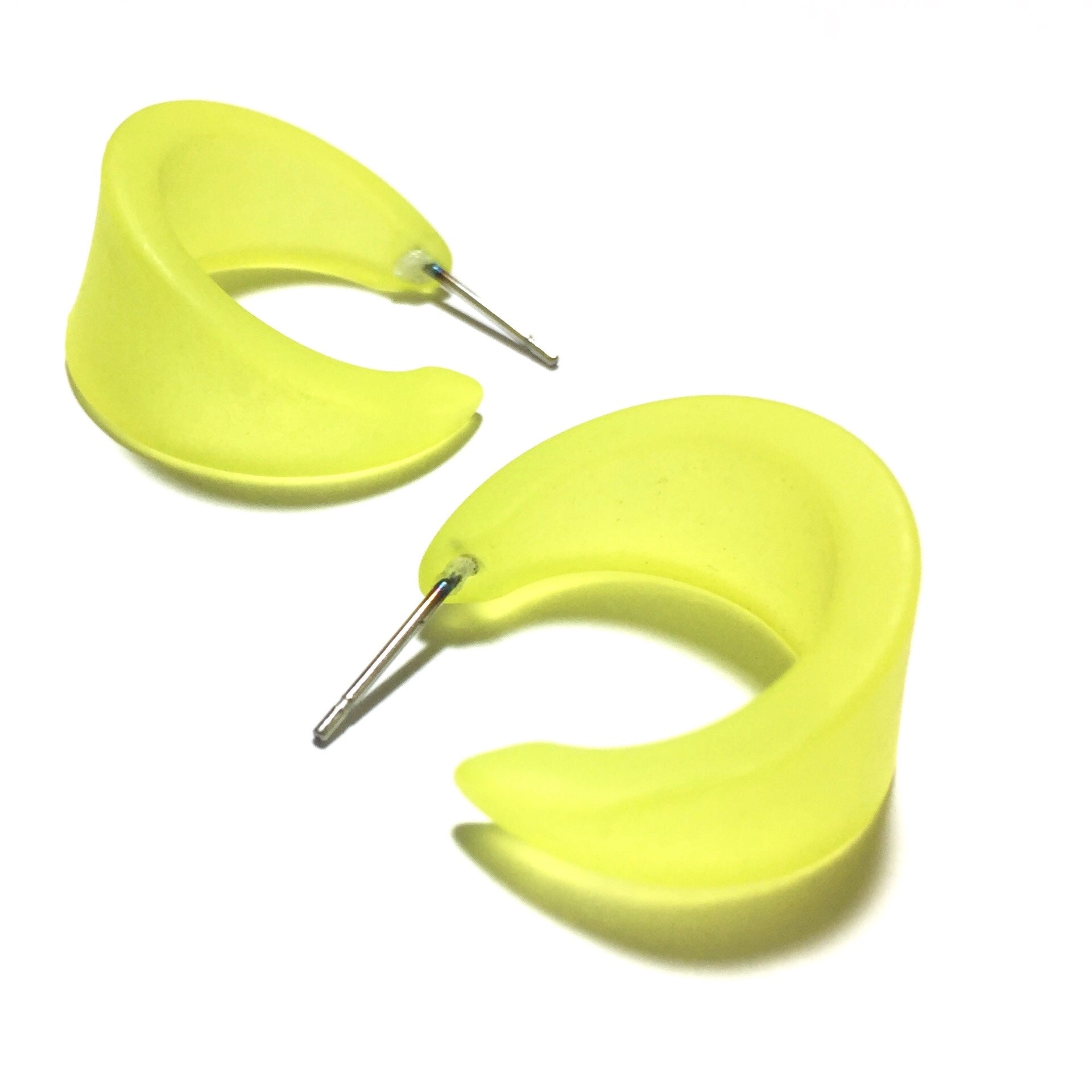 Neon Yellow Frosted Small Marilyn Hoop Earrings