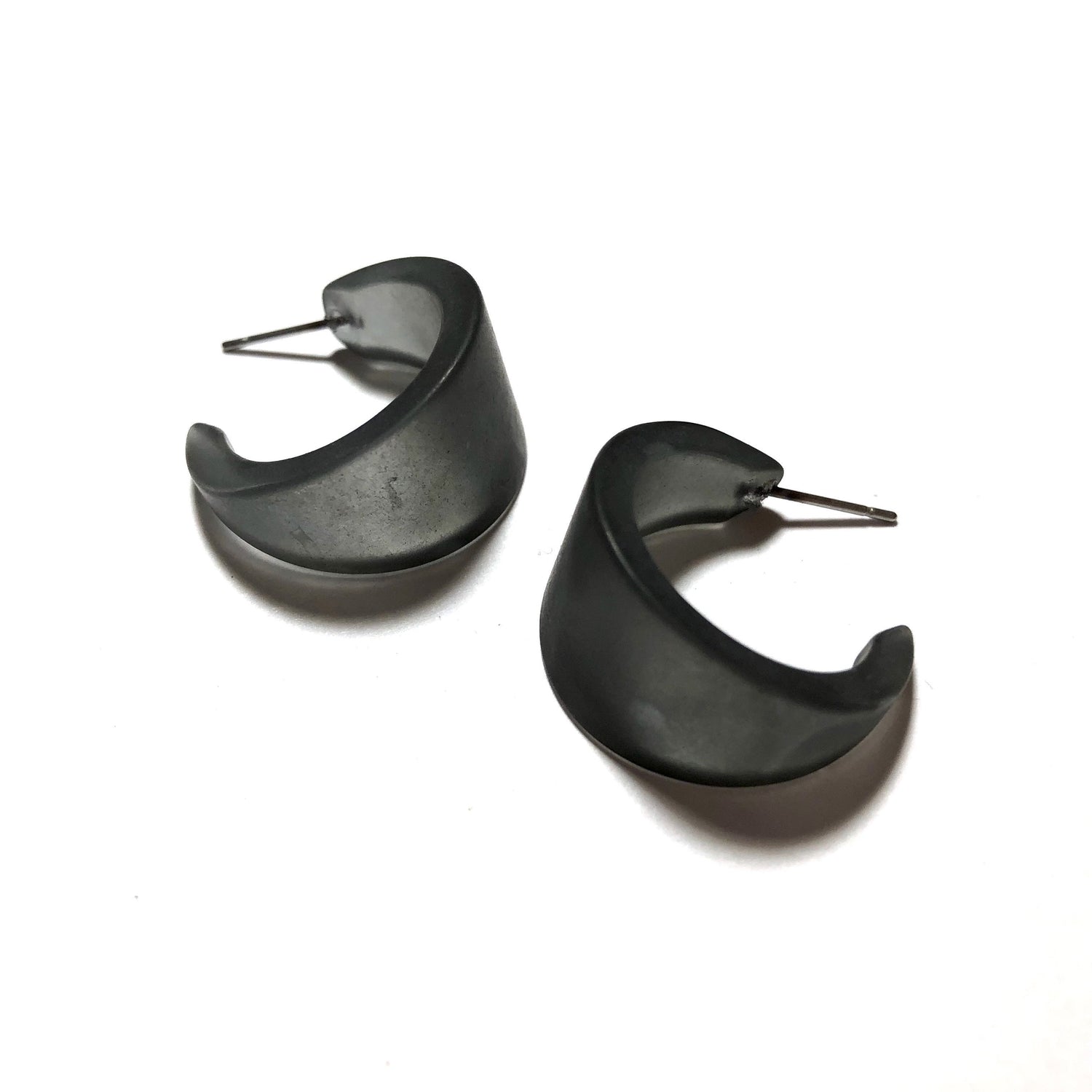 grey acrylic hoop earrings