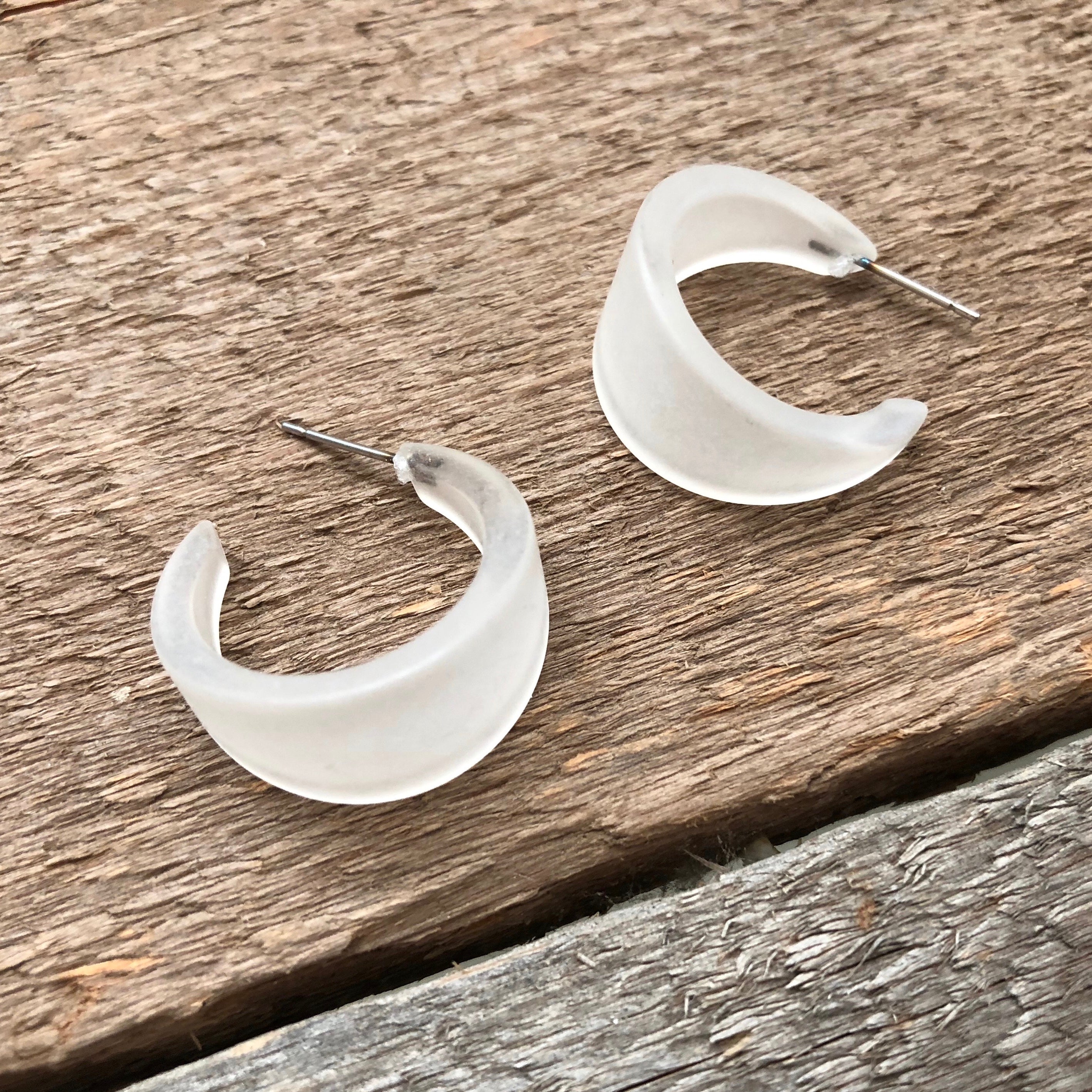 clear frosted hoop earrings