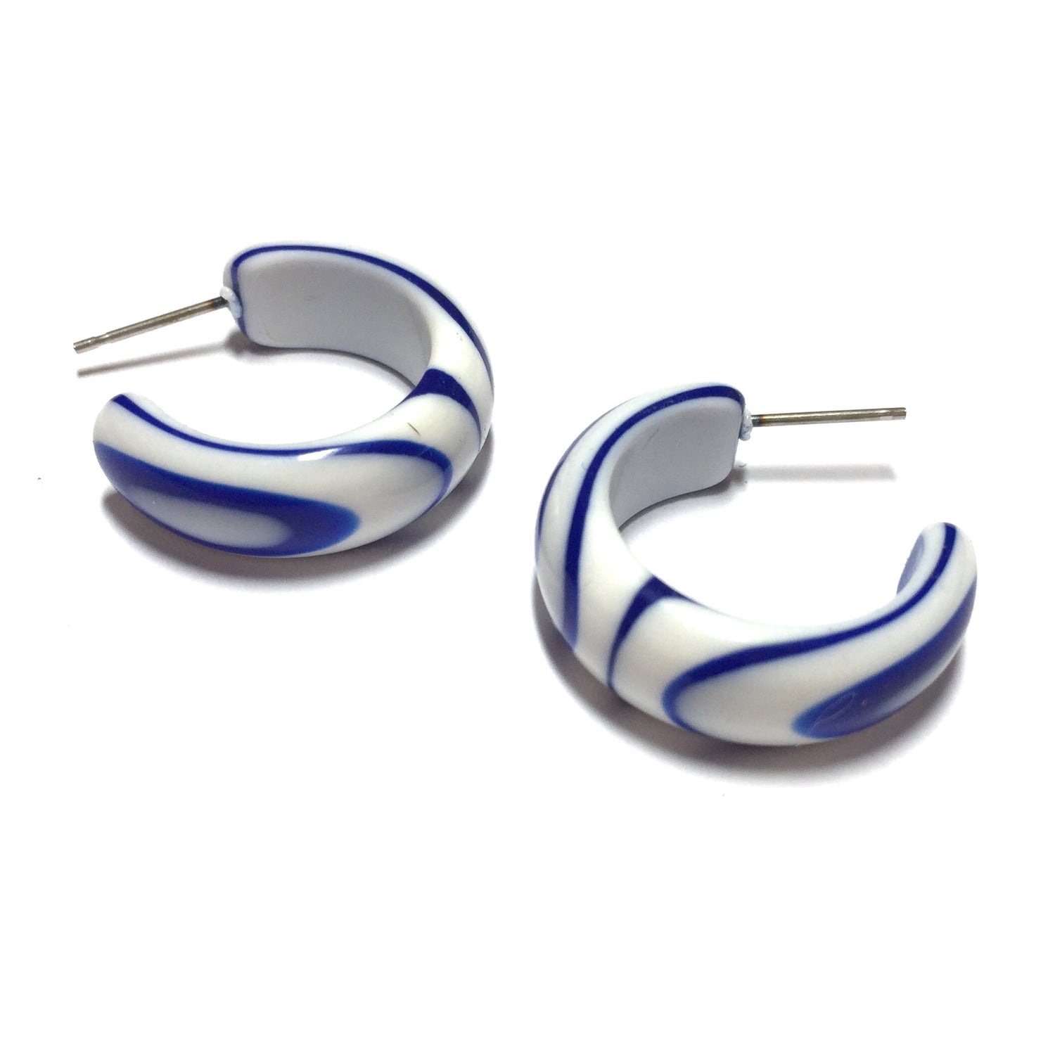 blue white hoop earrings