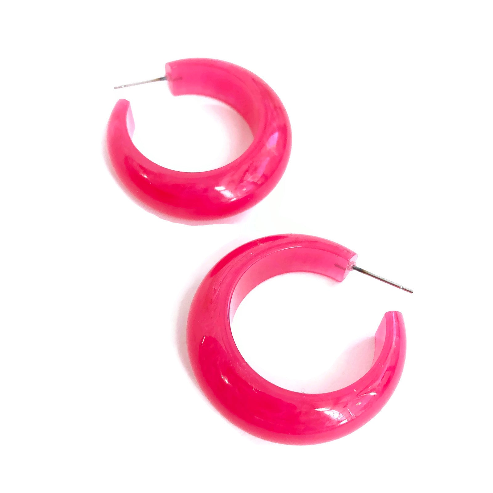 chunky pink hoop earrings