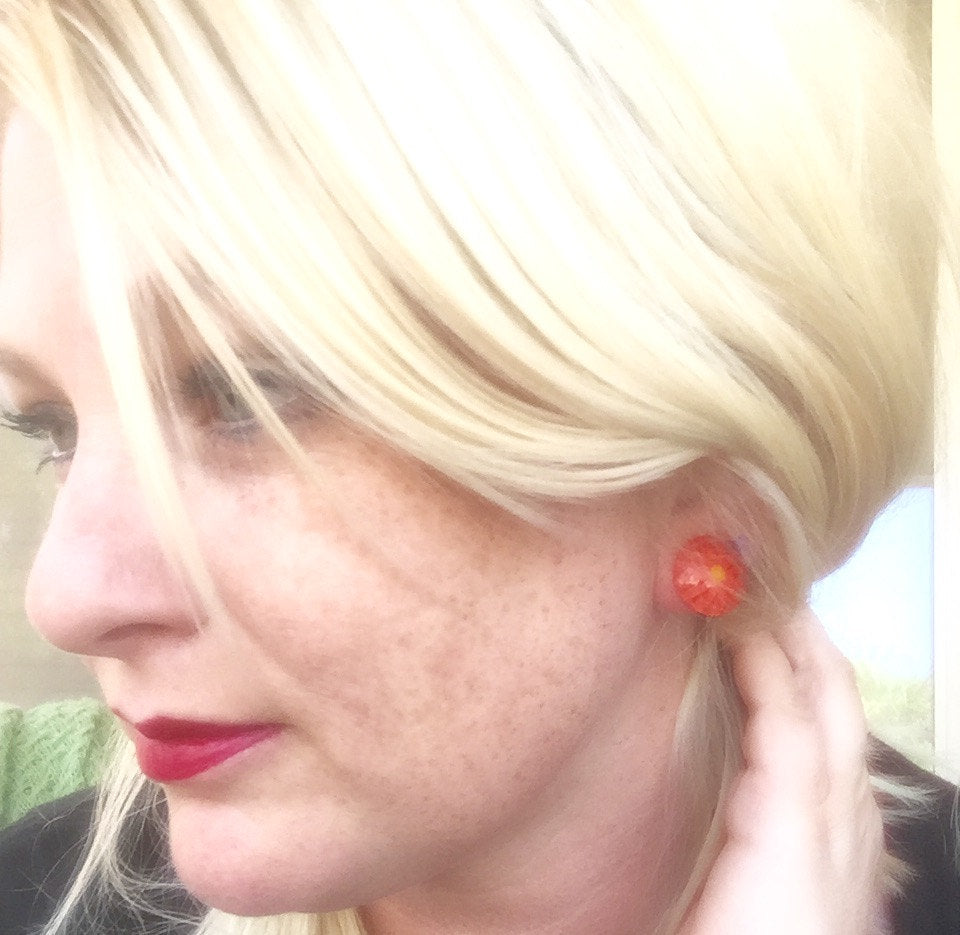 vintage lucite orange studs