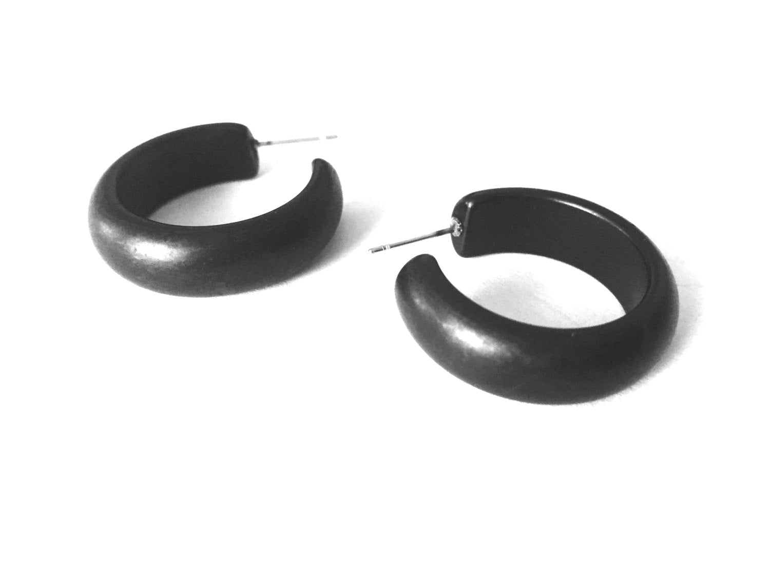 flat black hoop earrings
