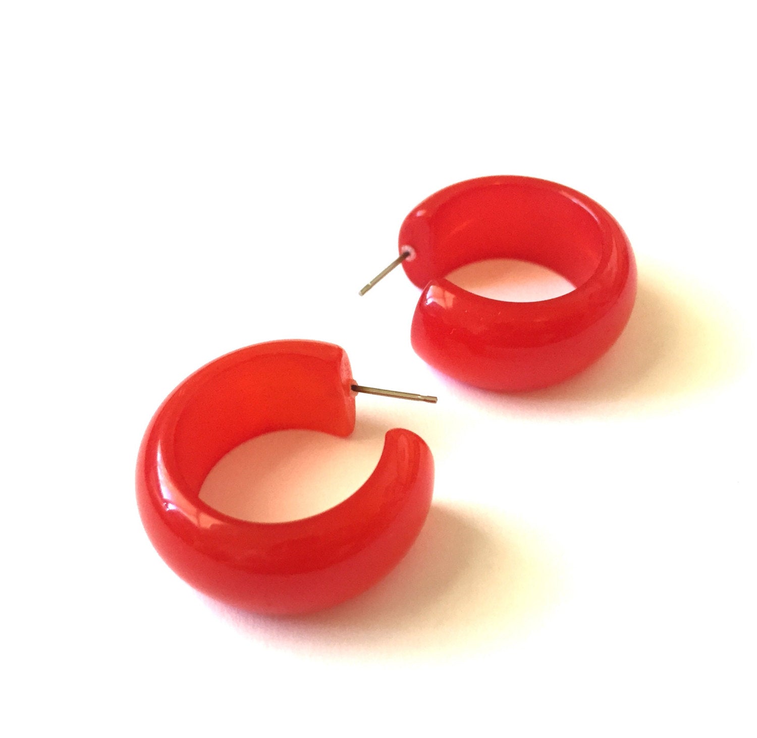 red moonglow hoop earrings