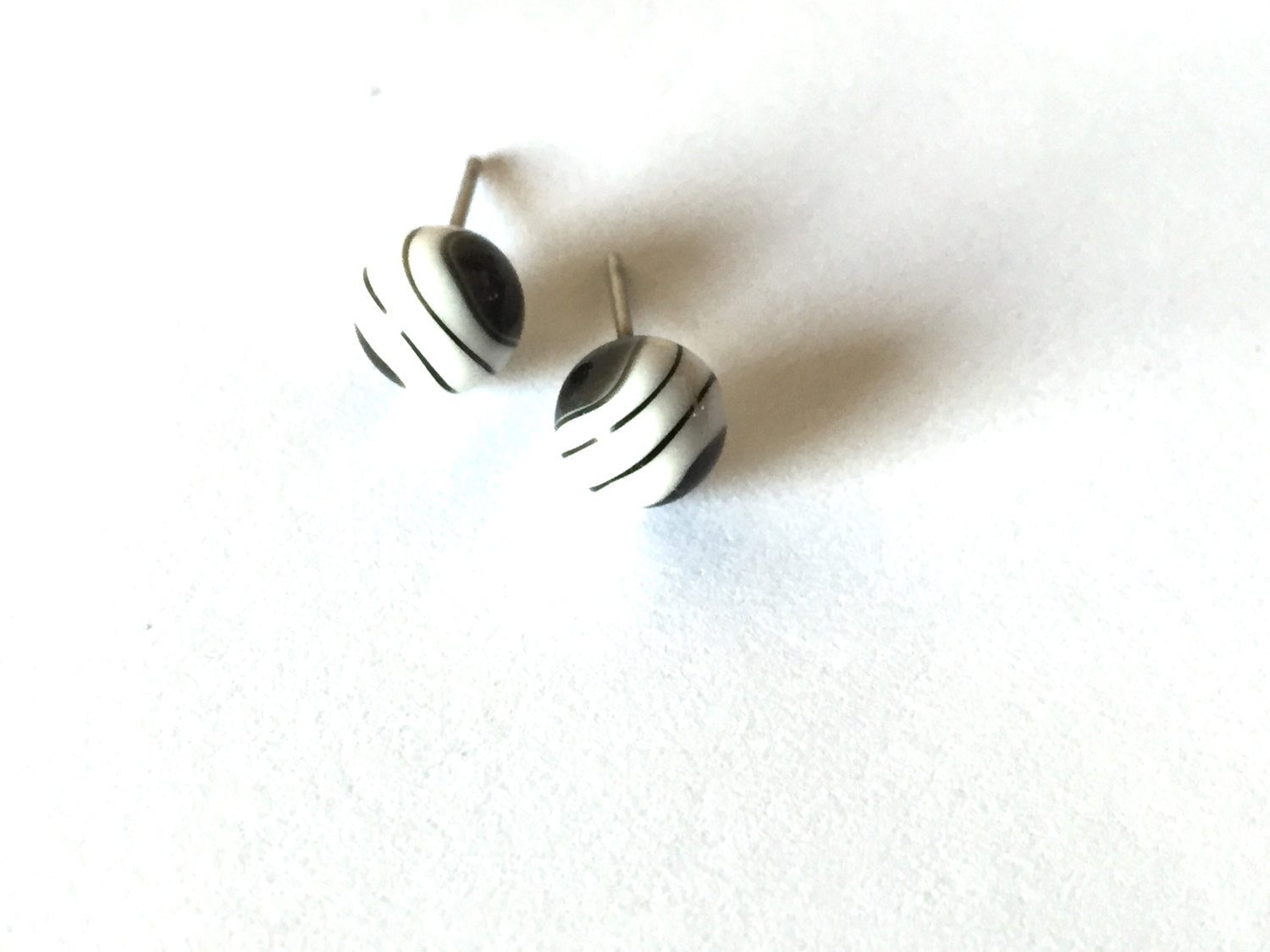 small black white earrings