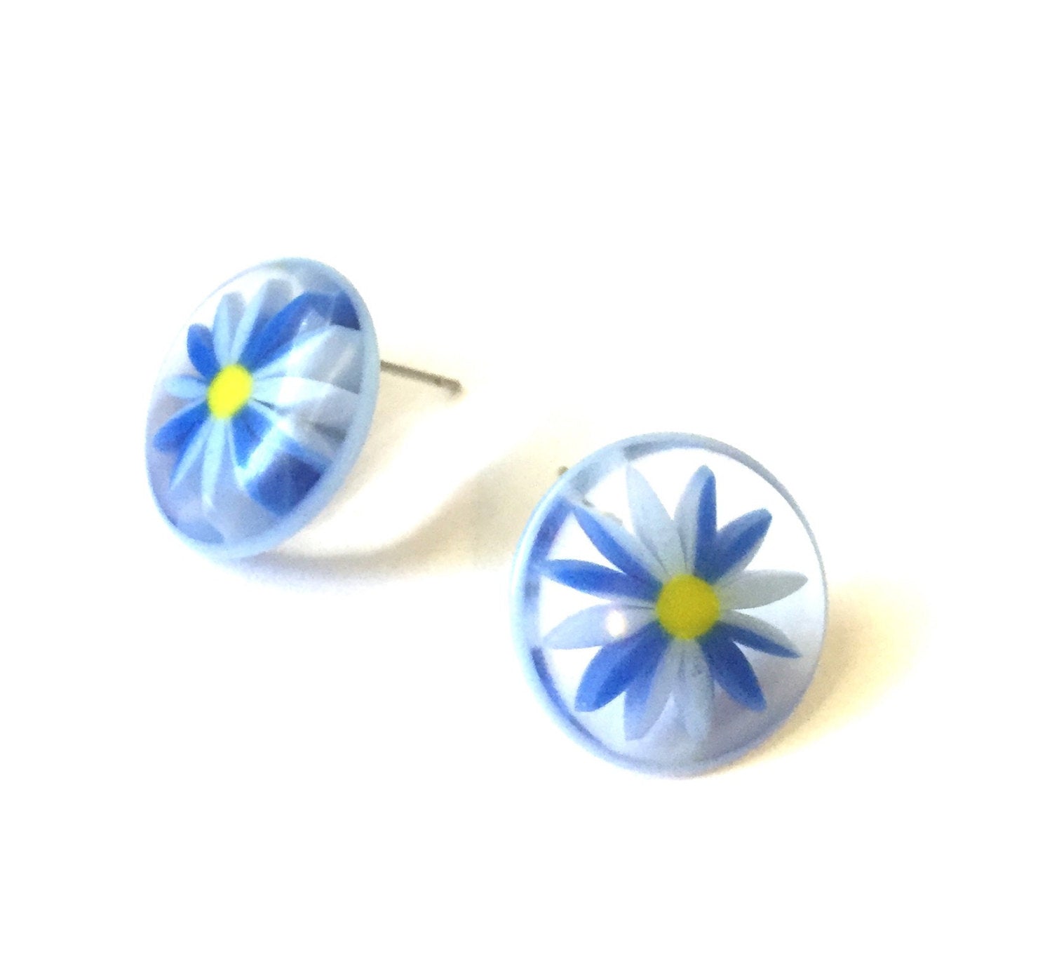 blue floral earrings
