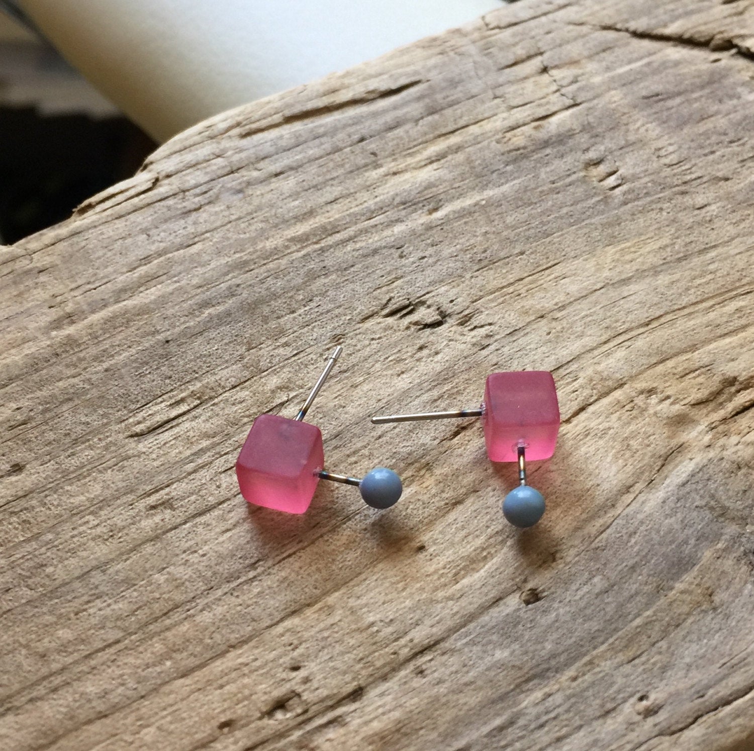 pink geometric earrings