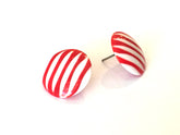 cherry white stripe earrings