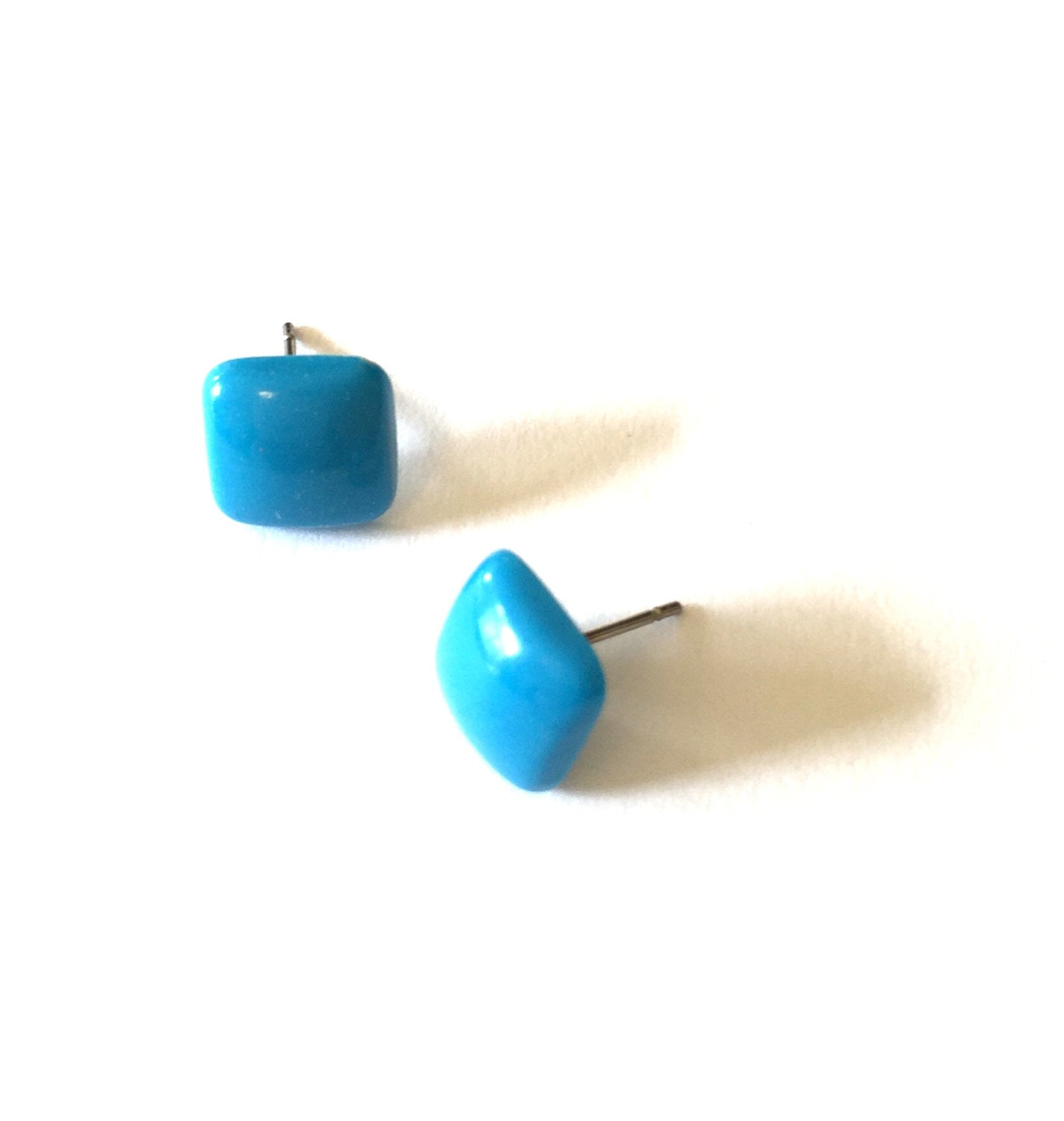 square turquoise studs