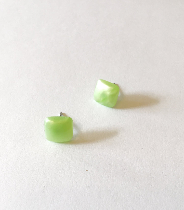 lime green square studs