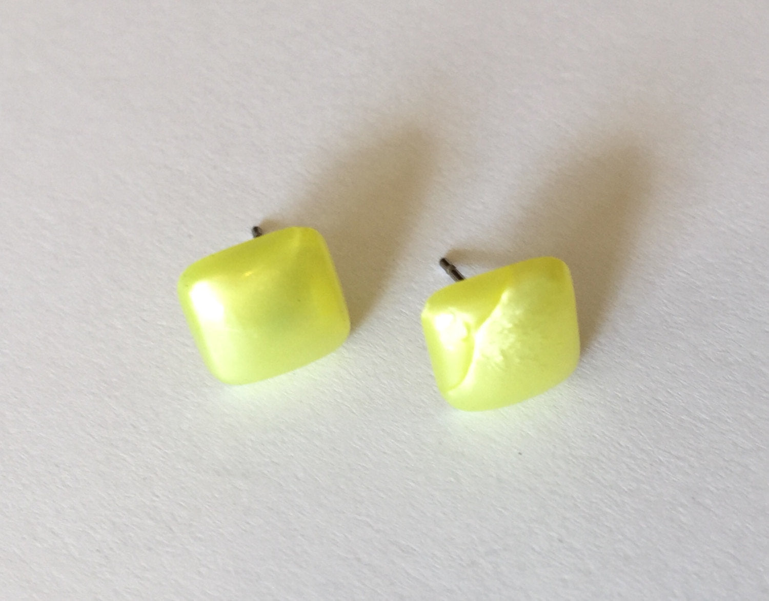 yellow square stud earrings