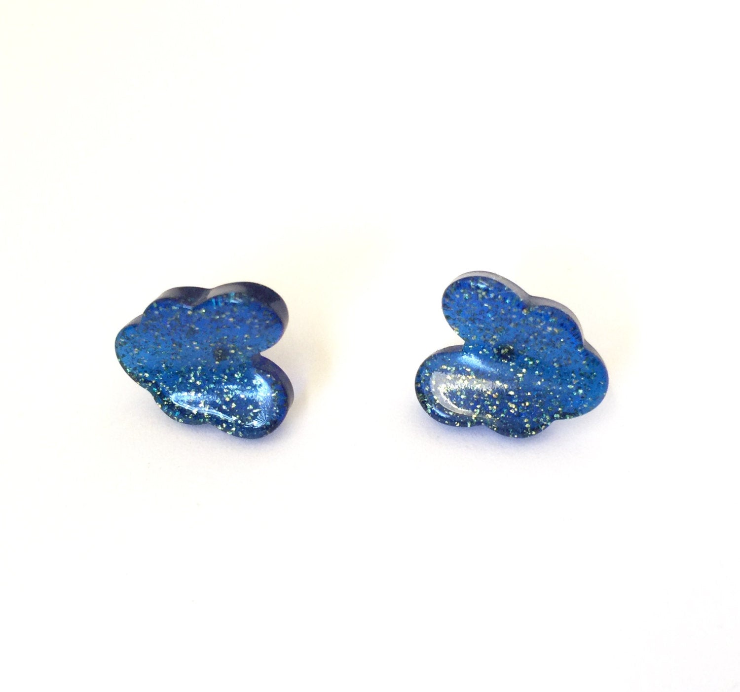 blue sparkle stud earrings