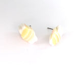 yellow stripe flower earrings