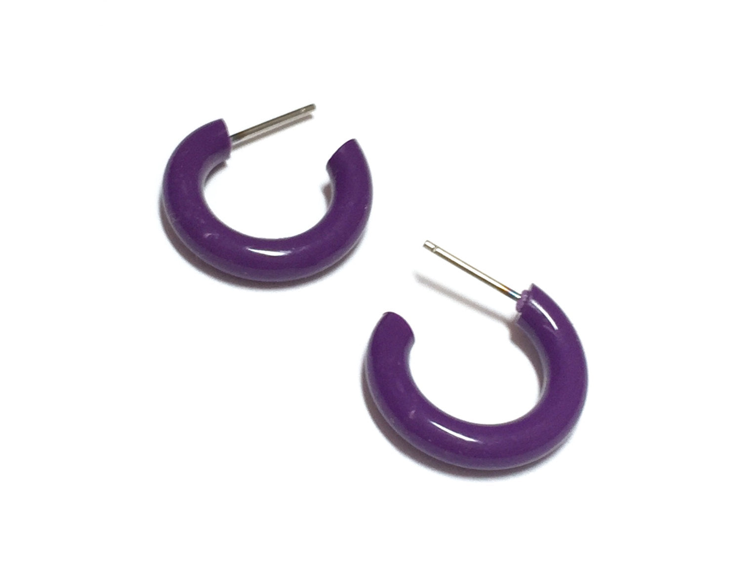 small hoop earrings purple