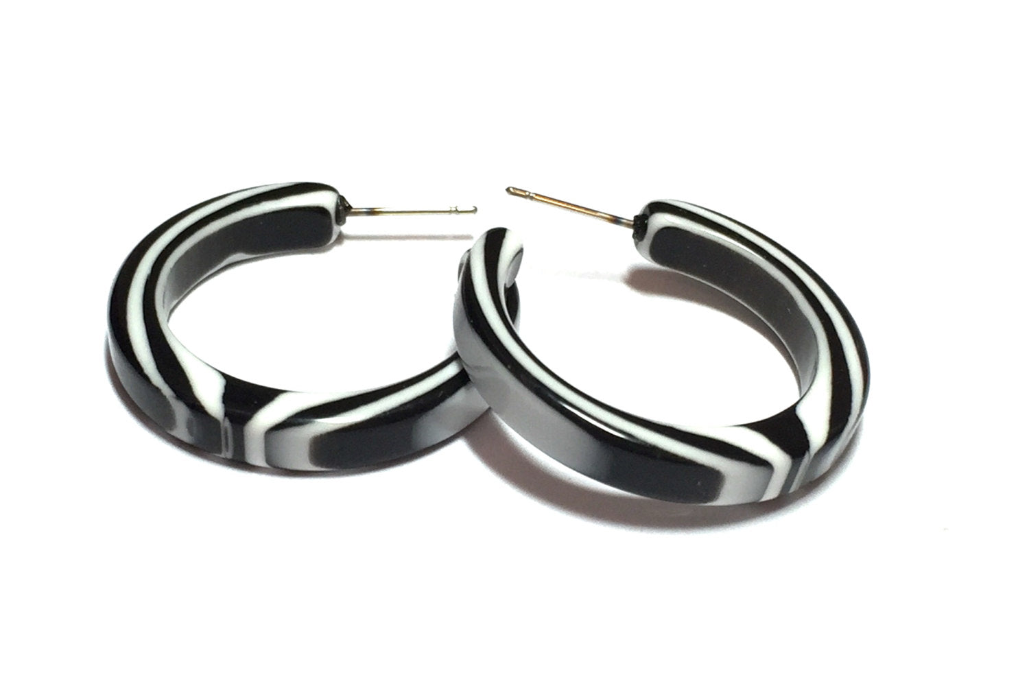 black white hoop earrings