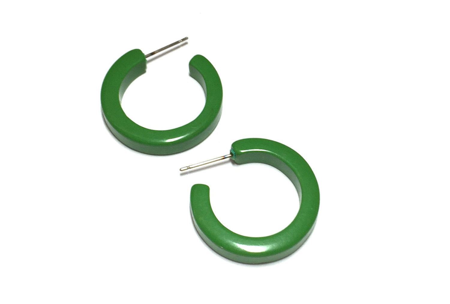 small green hoop earrings