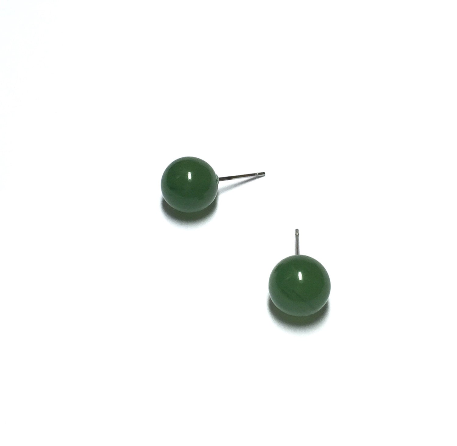 jade green stud earrings