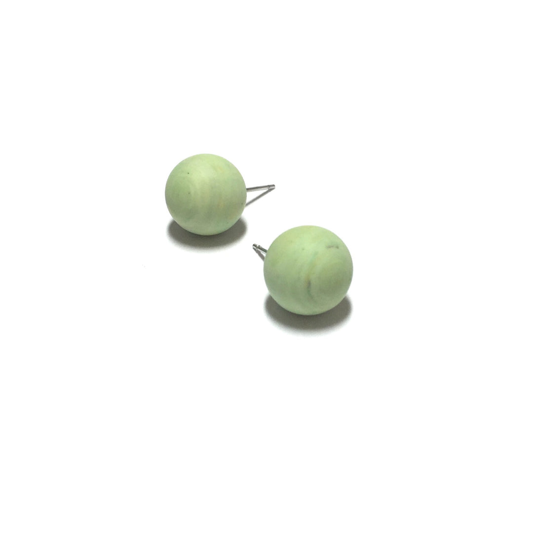 light green post earrings