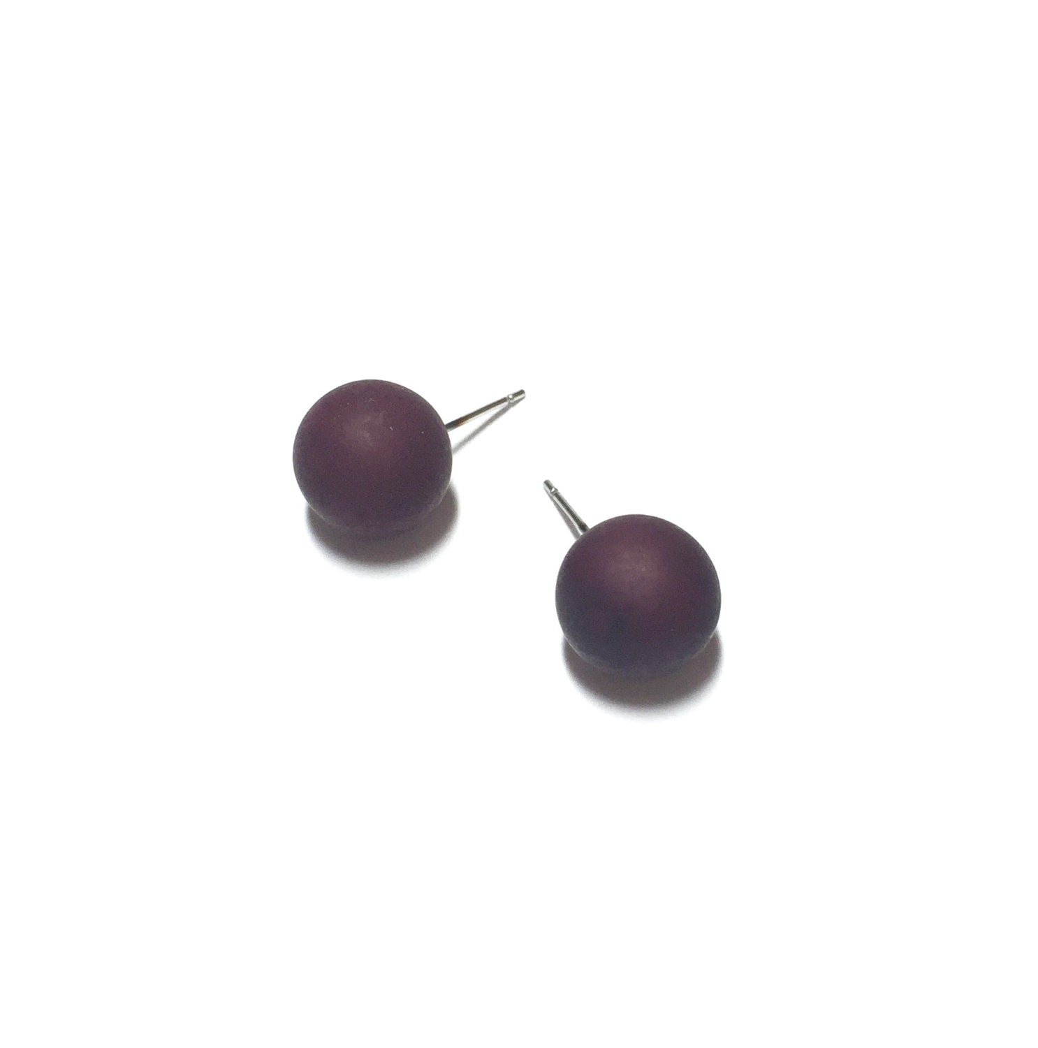 eggplant stud earrings
