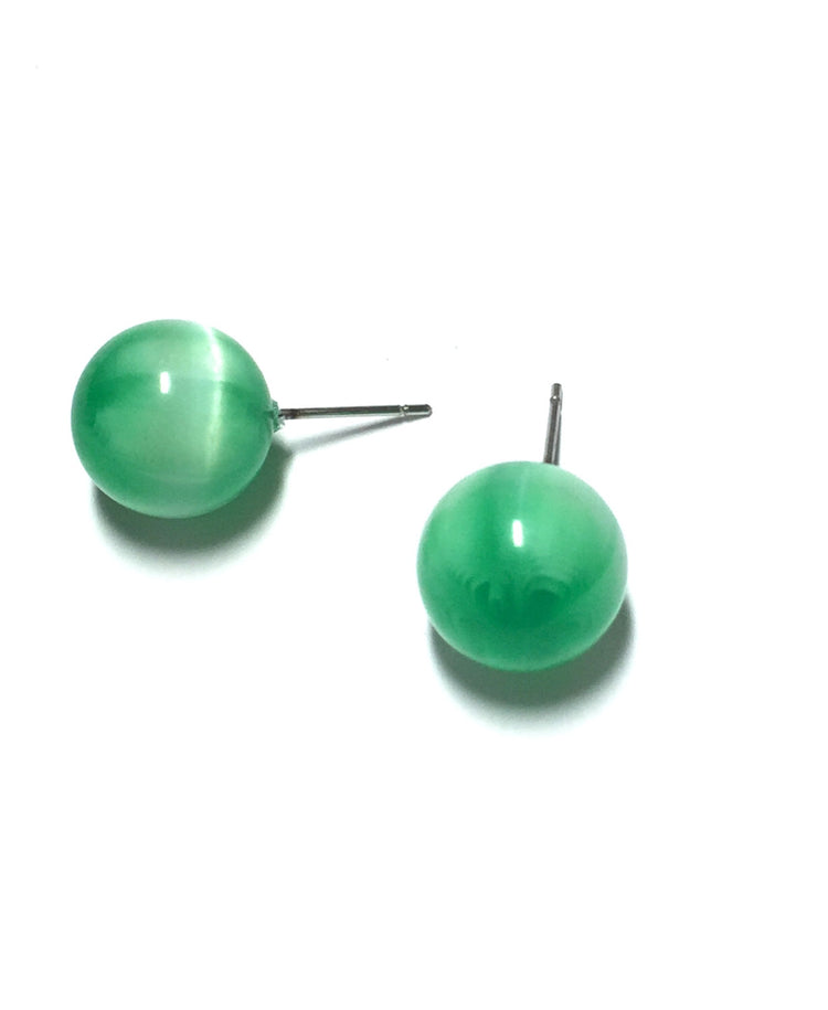 green ball earrings