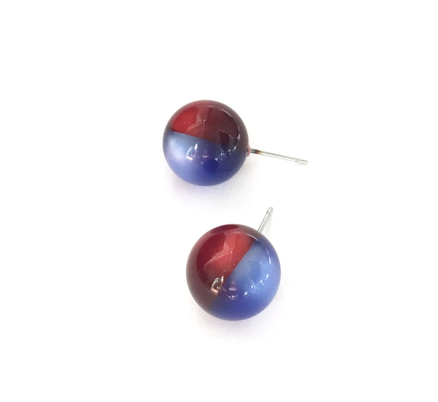 blue red stud earrings
