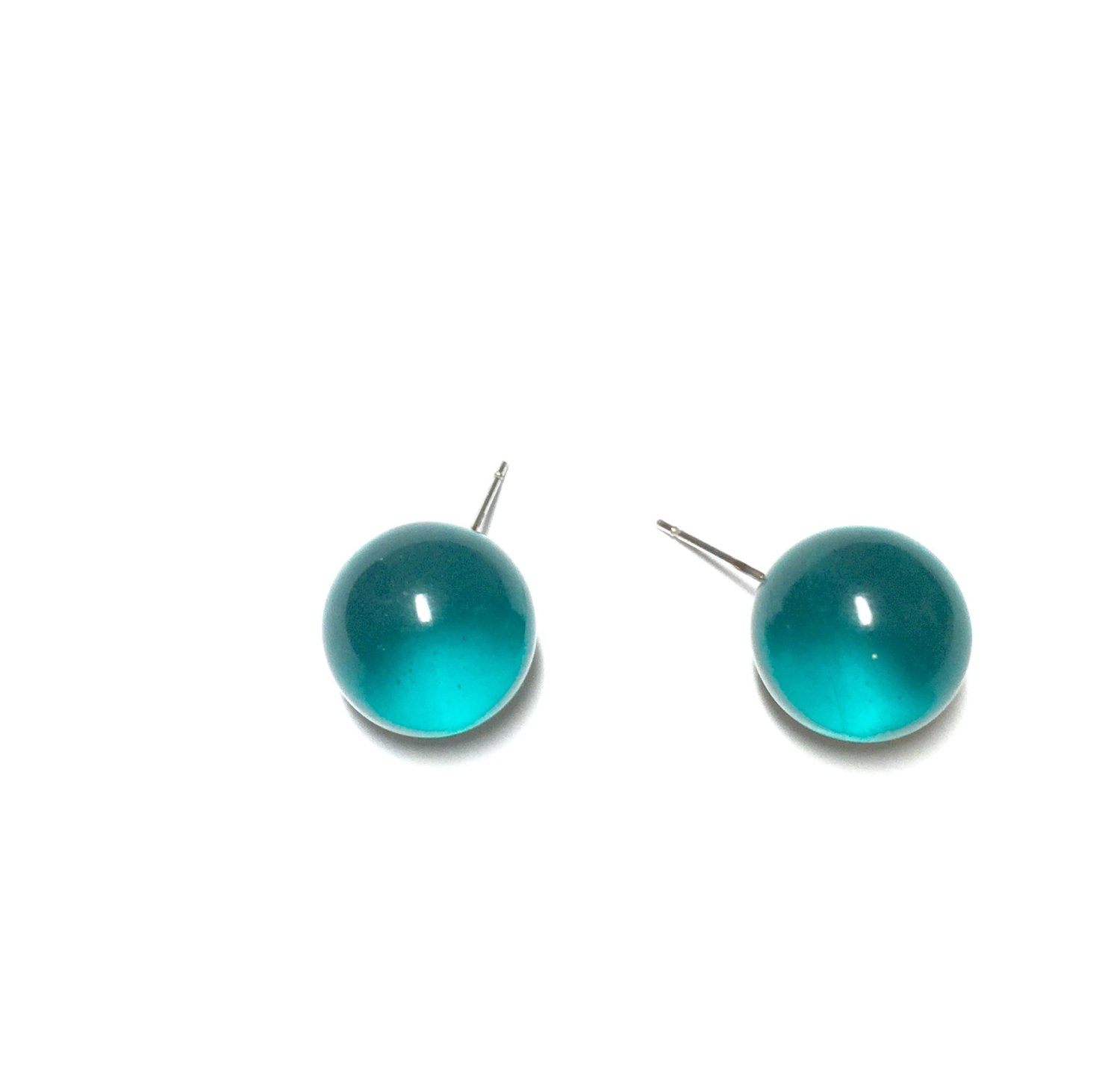green transparent earrings