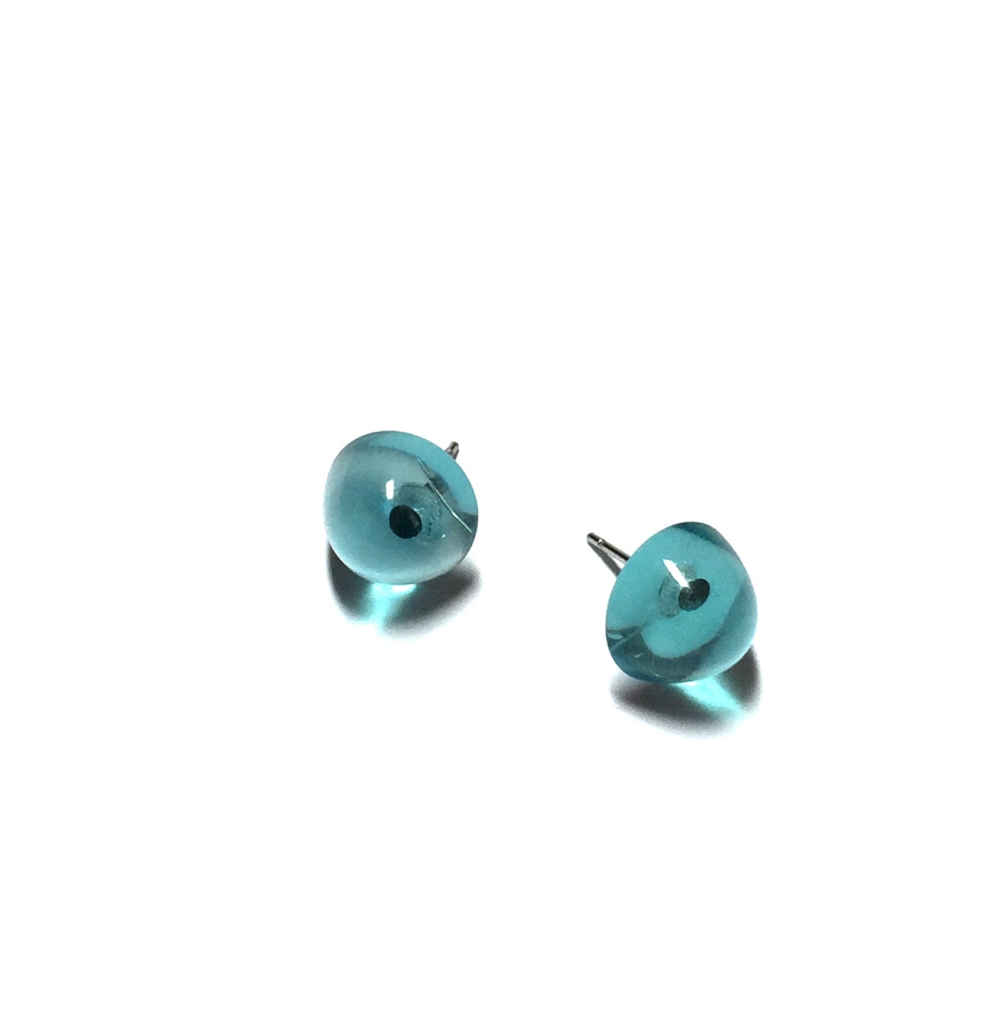 Aquamarine Transparent Small Gumdrop Stud Earrings