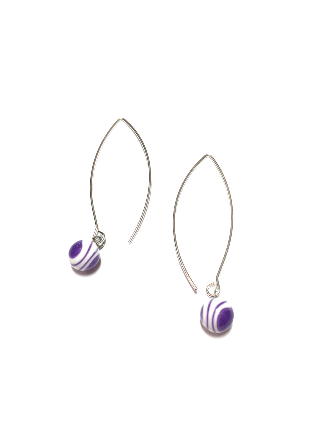 purple stripe raindrop earrings