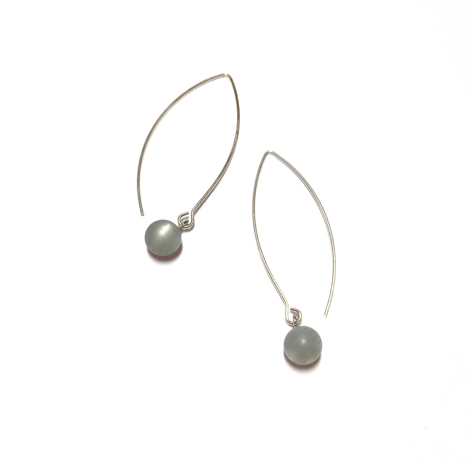 light grey long drop earrings