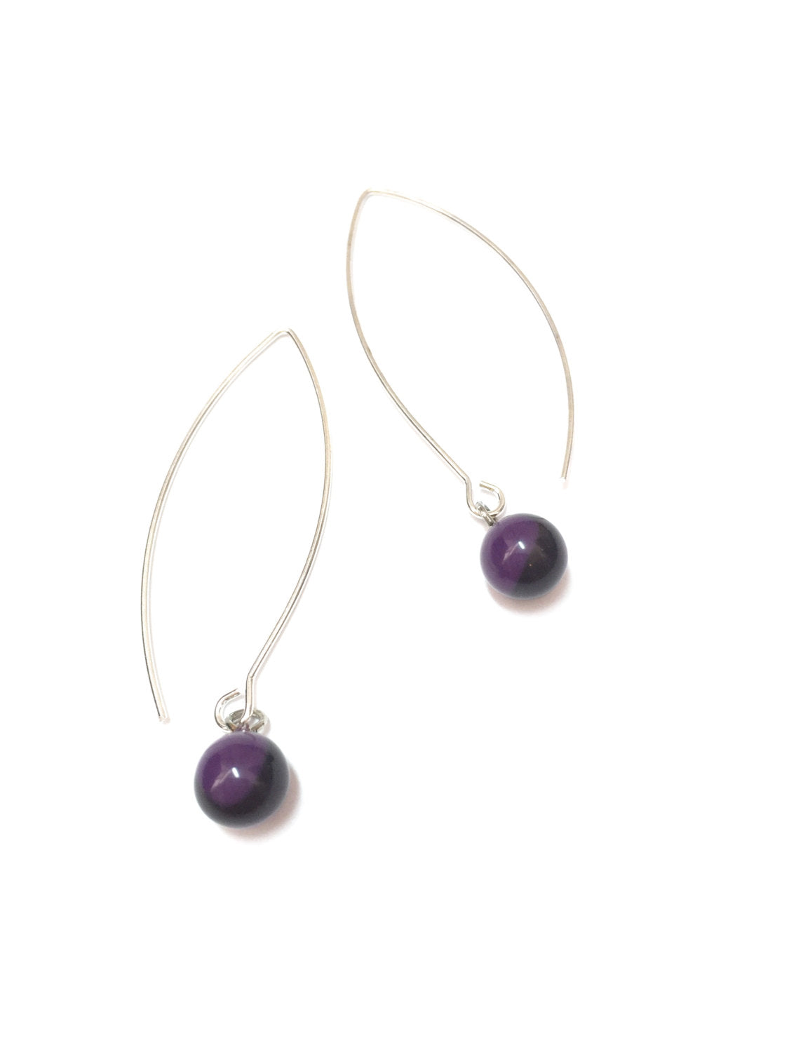 long gold earrings purple