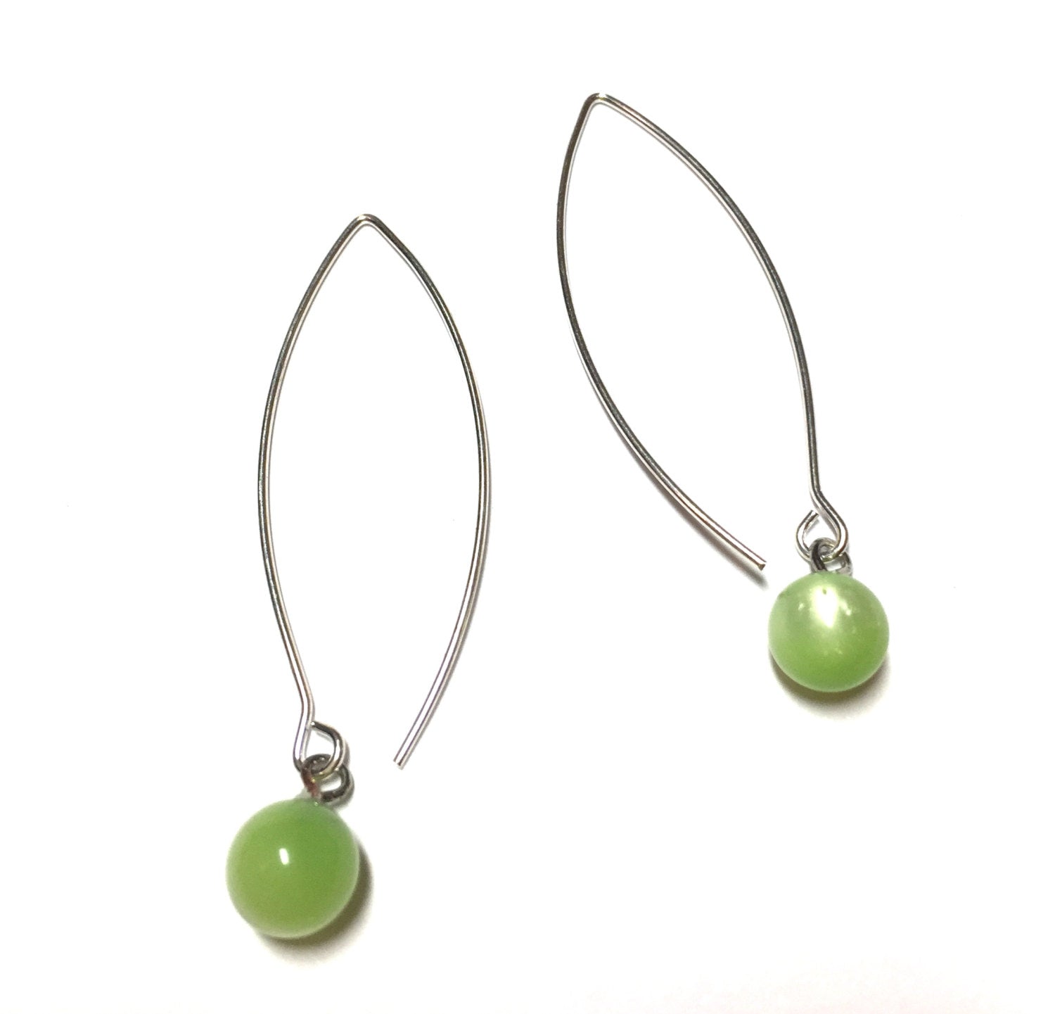 long lime green earrings