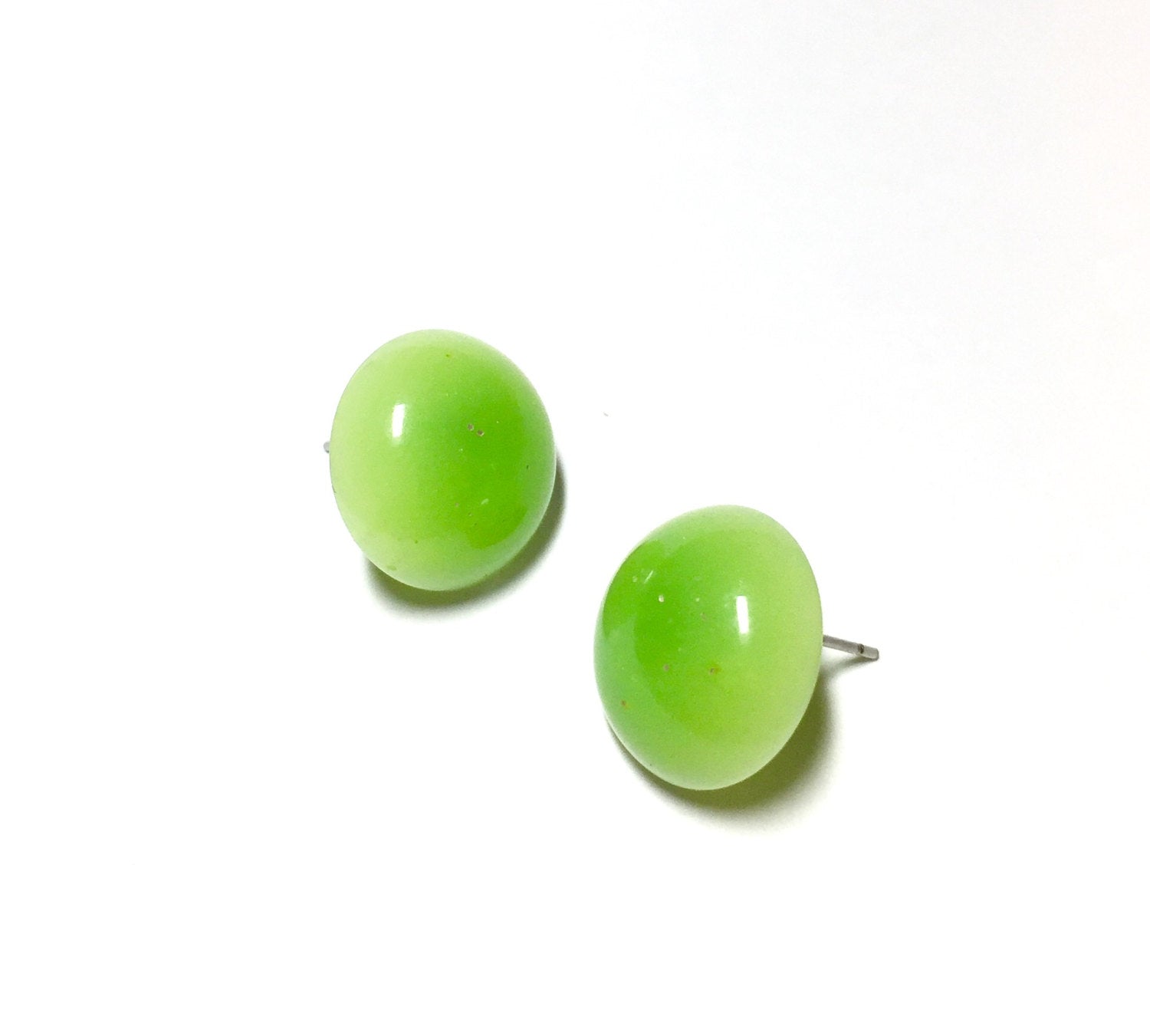 neon green stud earrings