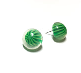 green retro button earrings