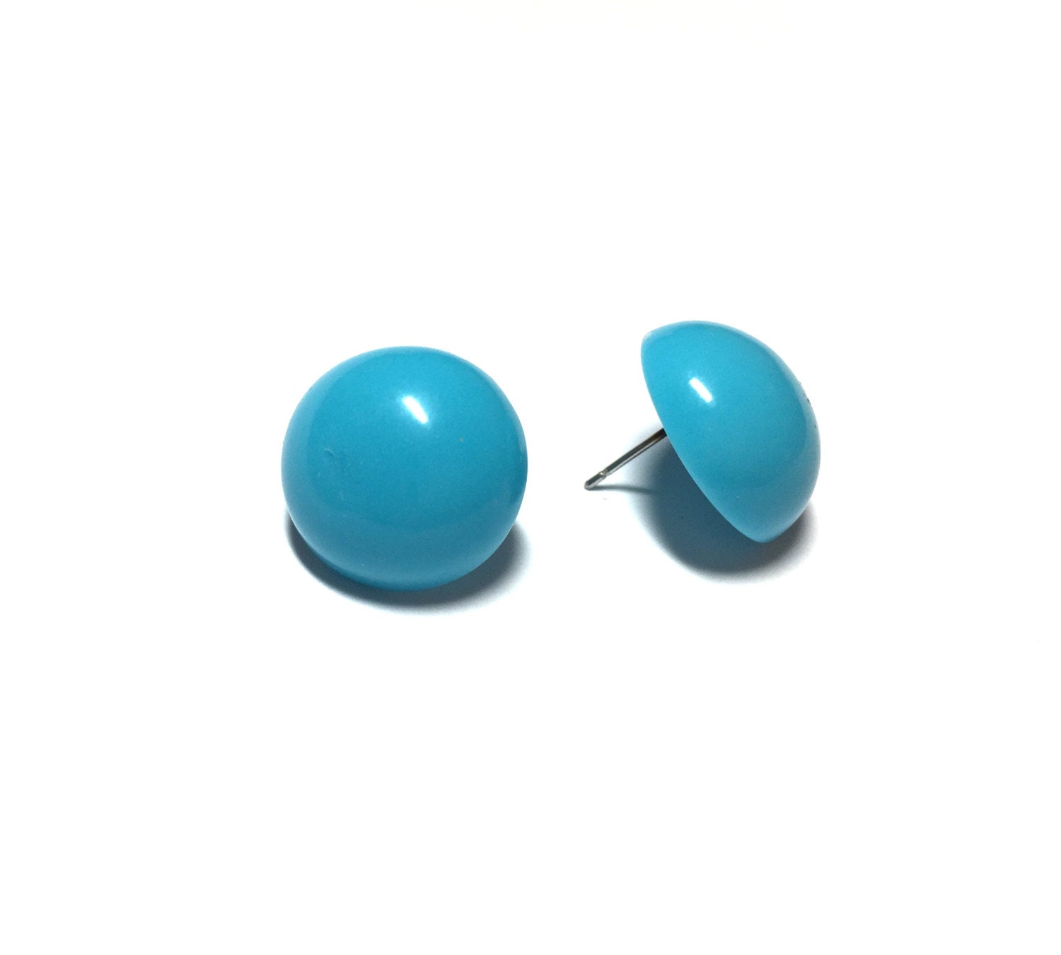 aqua button earrings