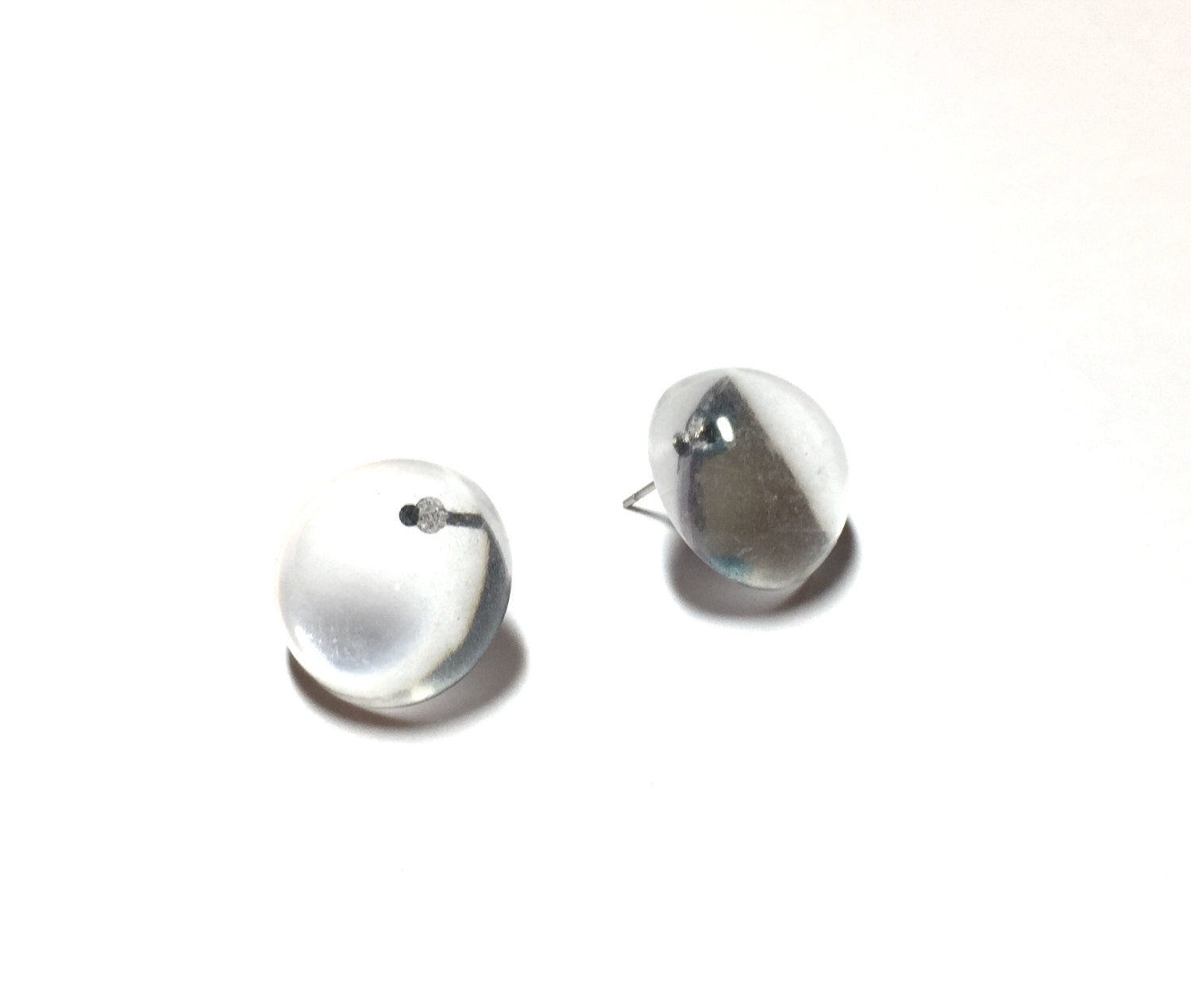 clear button earrings