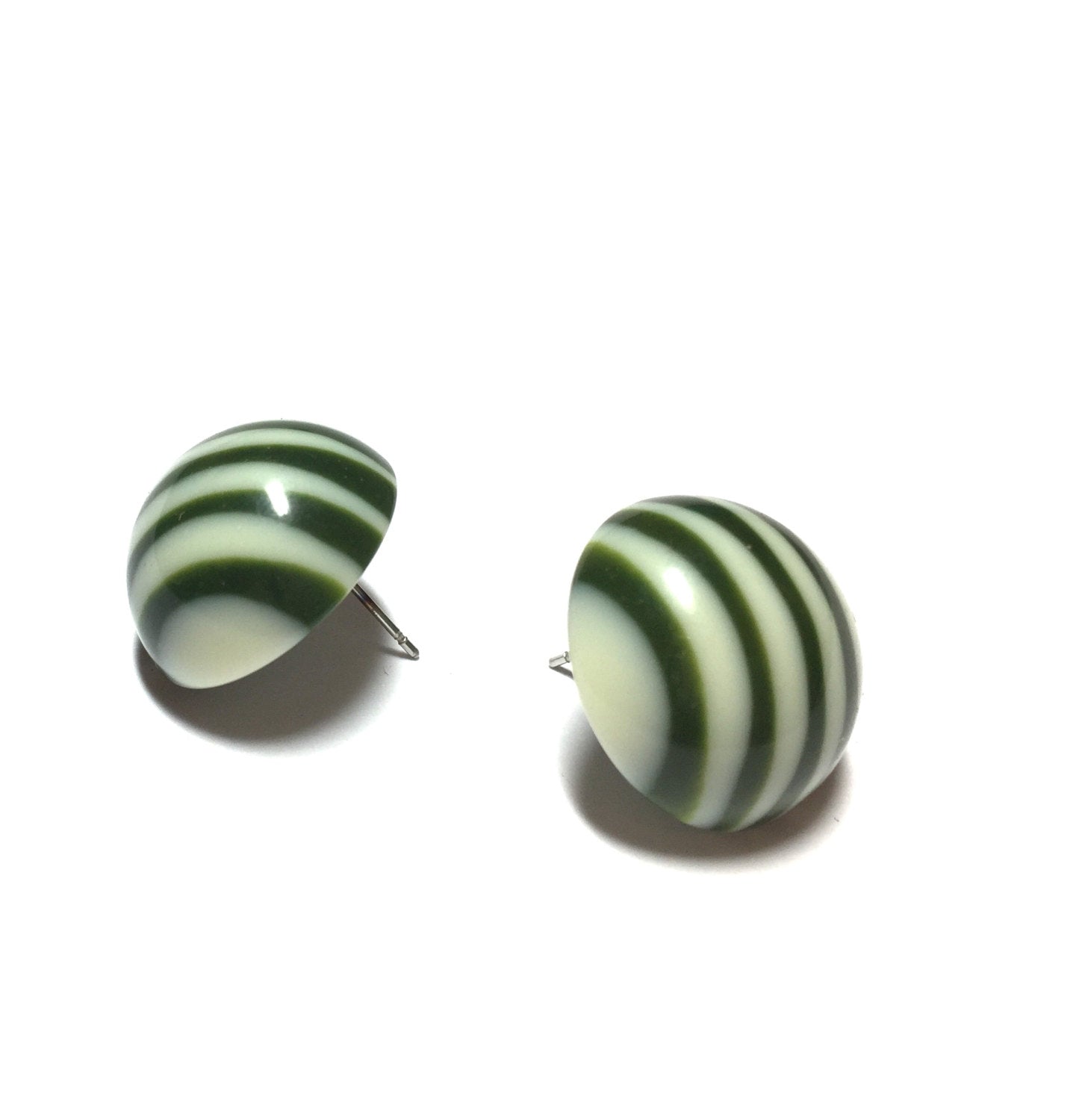 green ivory stud earrings
