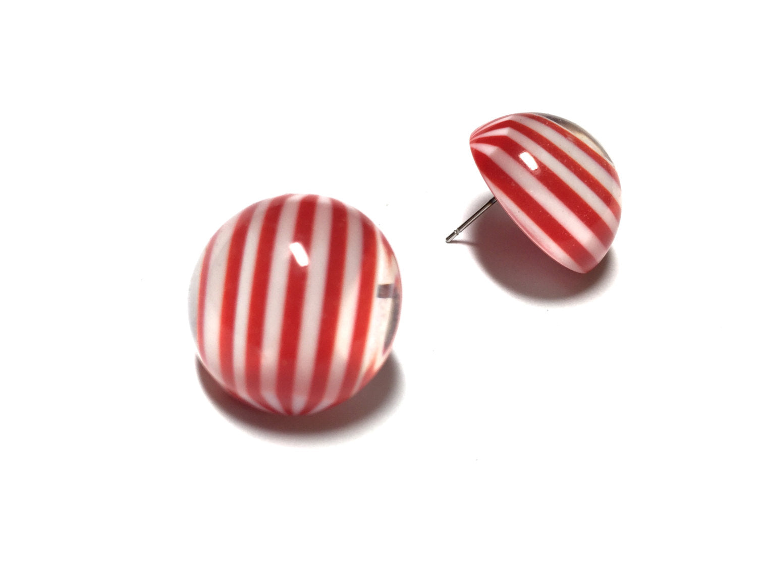 red white button studs