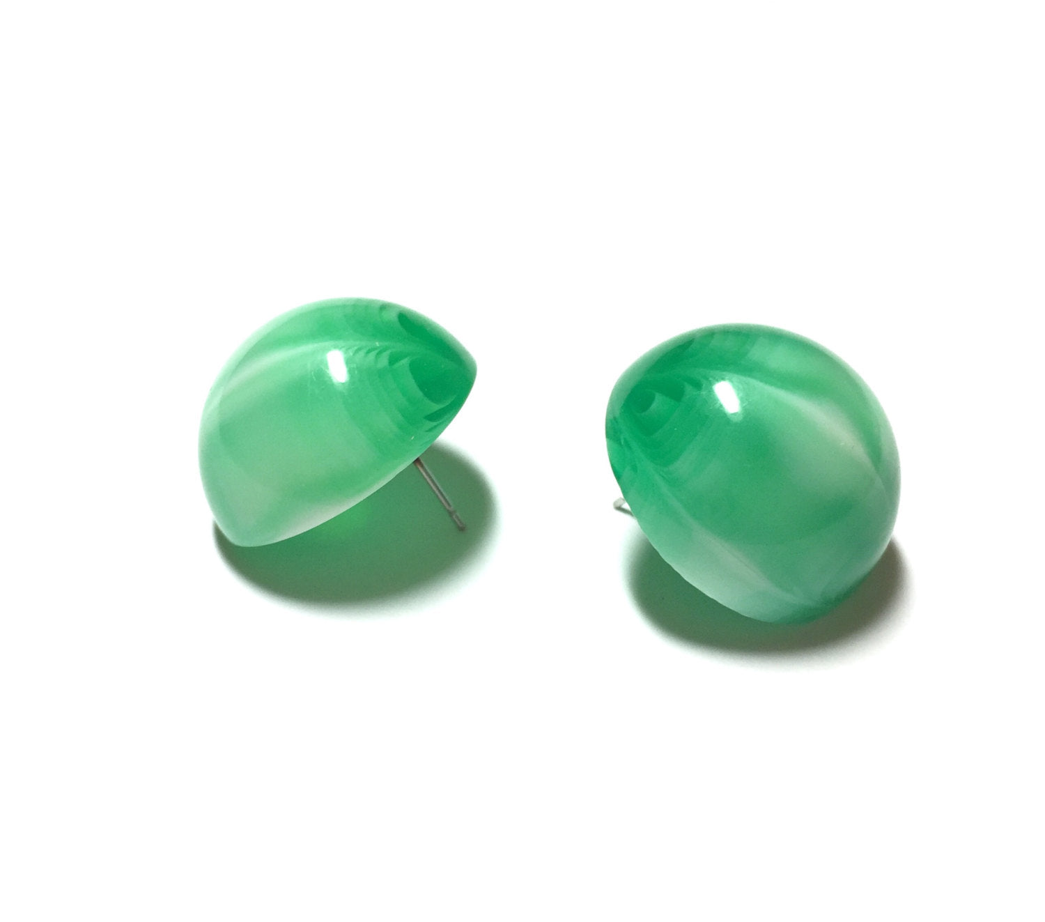 bright green button earrings