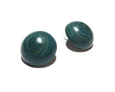 teal button style earrings