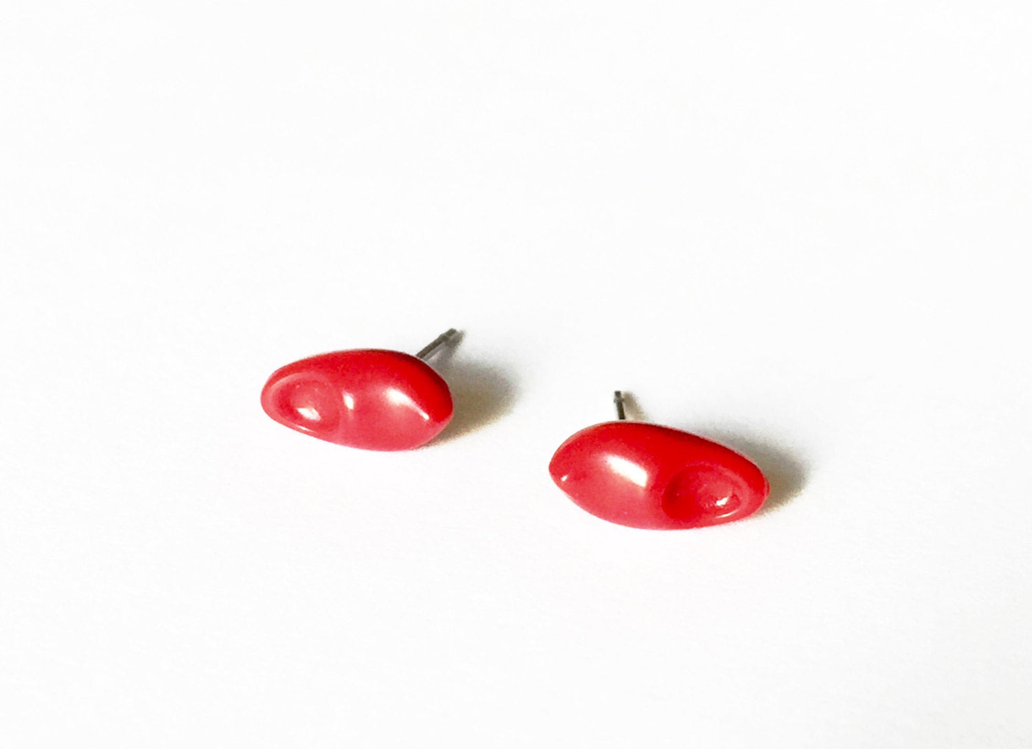 red clog earrings