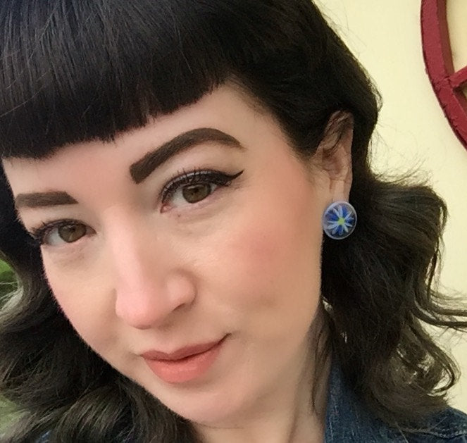 vintage lucite disc stud earrings
