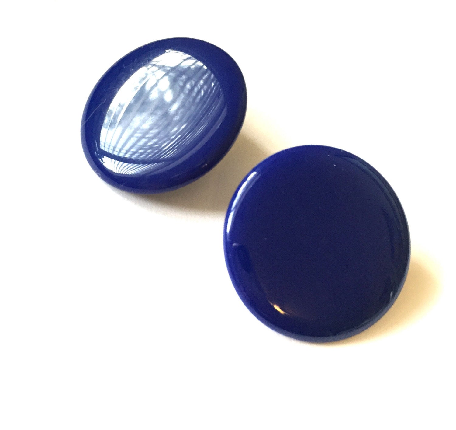 navy blue button earrings