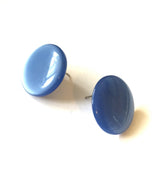 blue button earrings