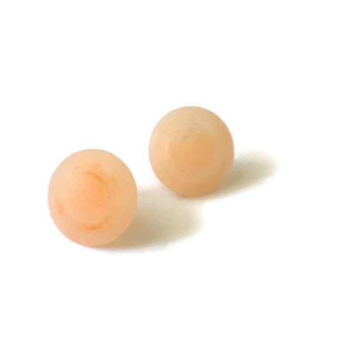 frosted peach stud earrings