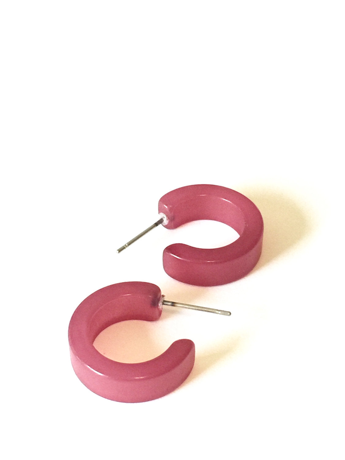 cranberry lucite hoops