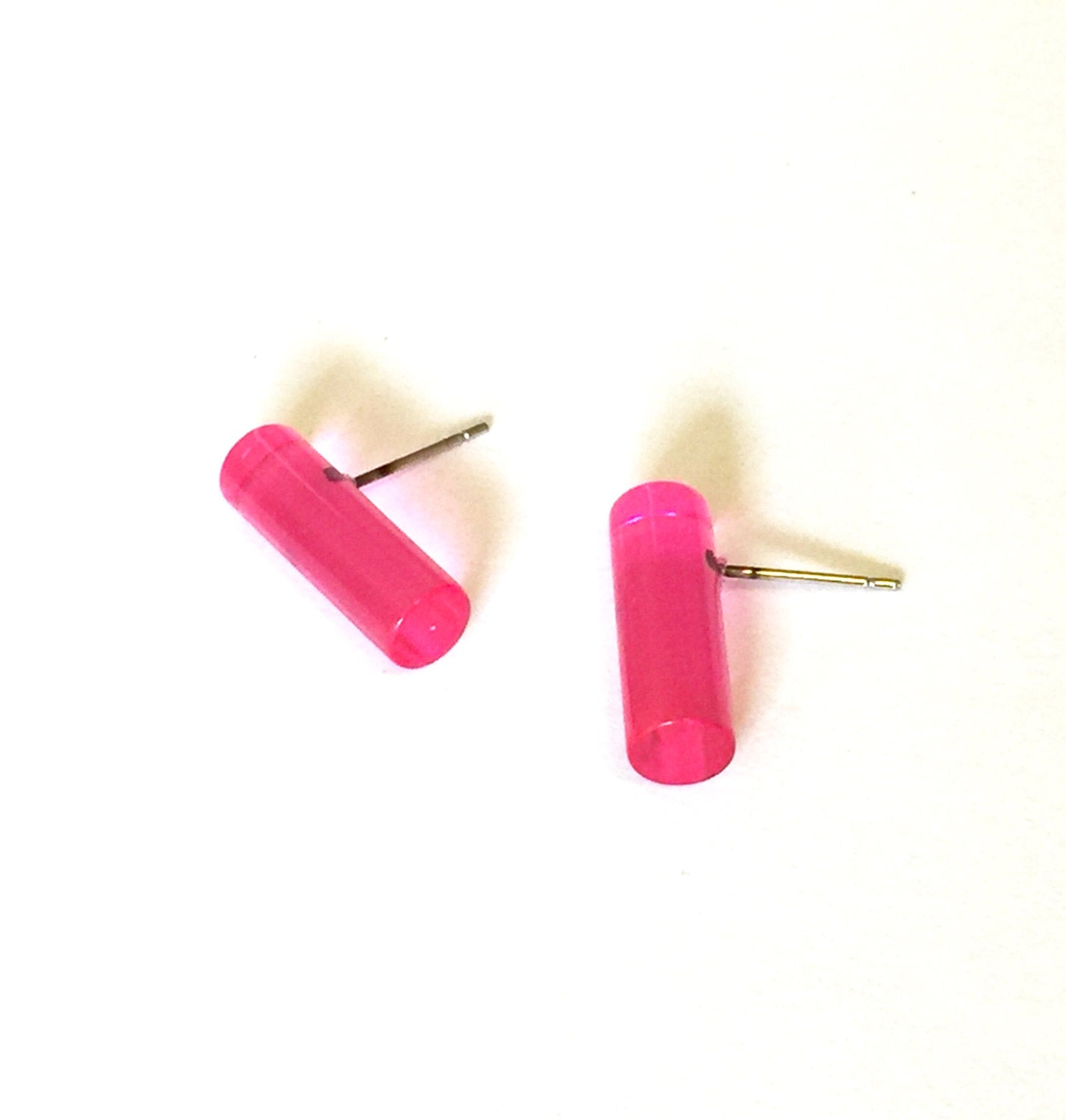 neon pink stud earrings