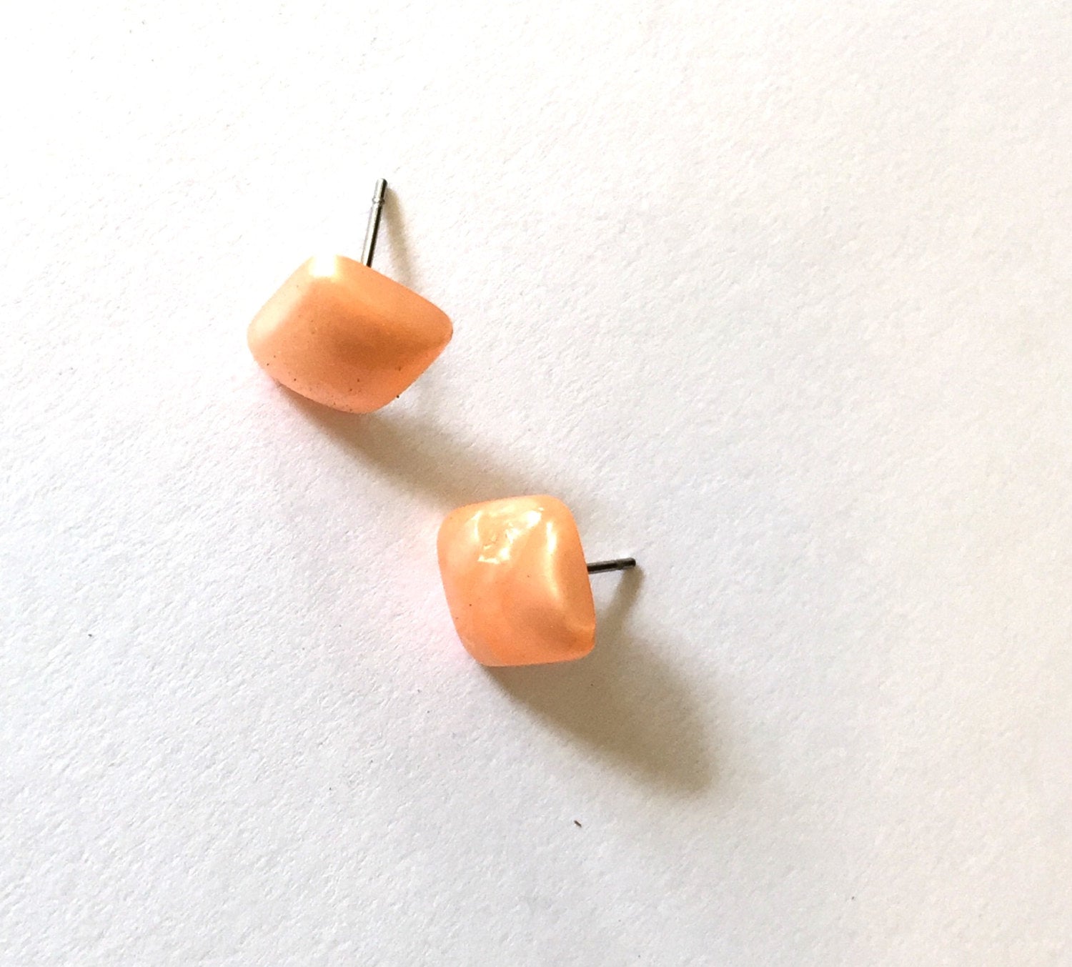 peach square earrings