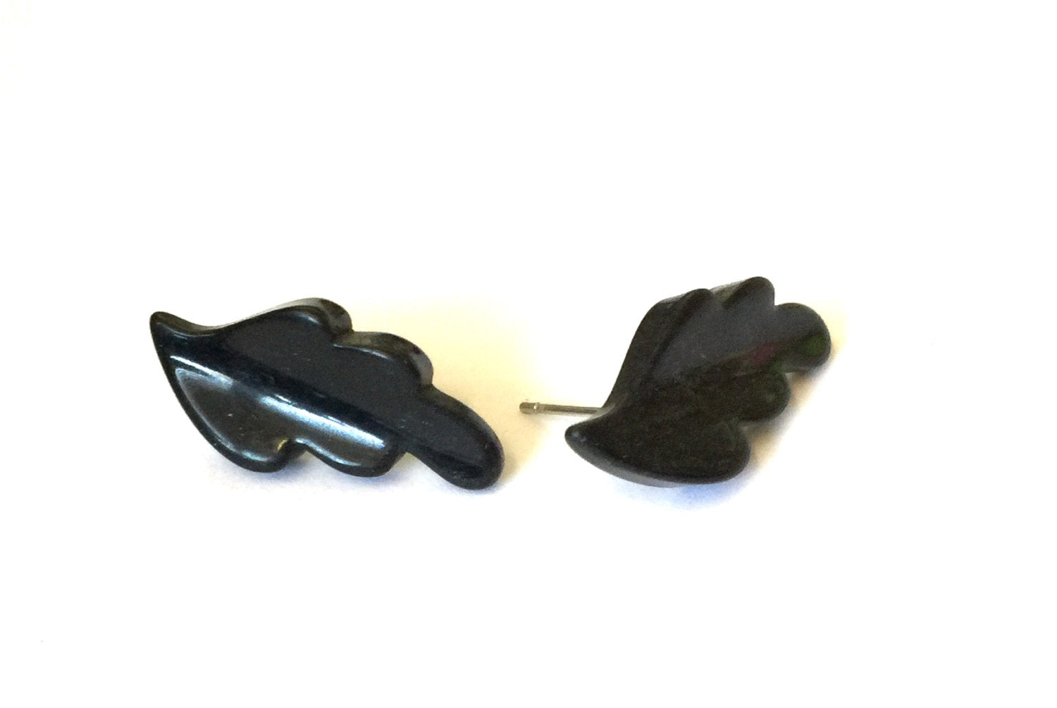 black leaf earrings