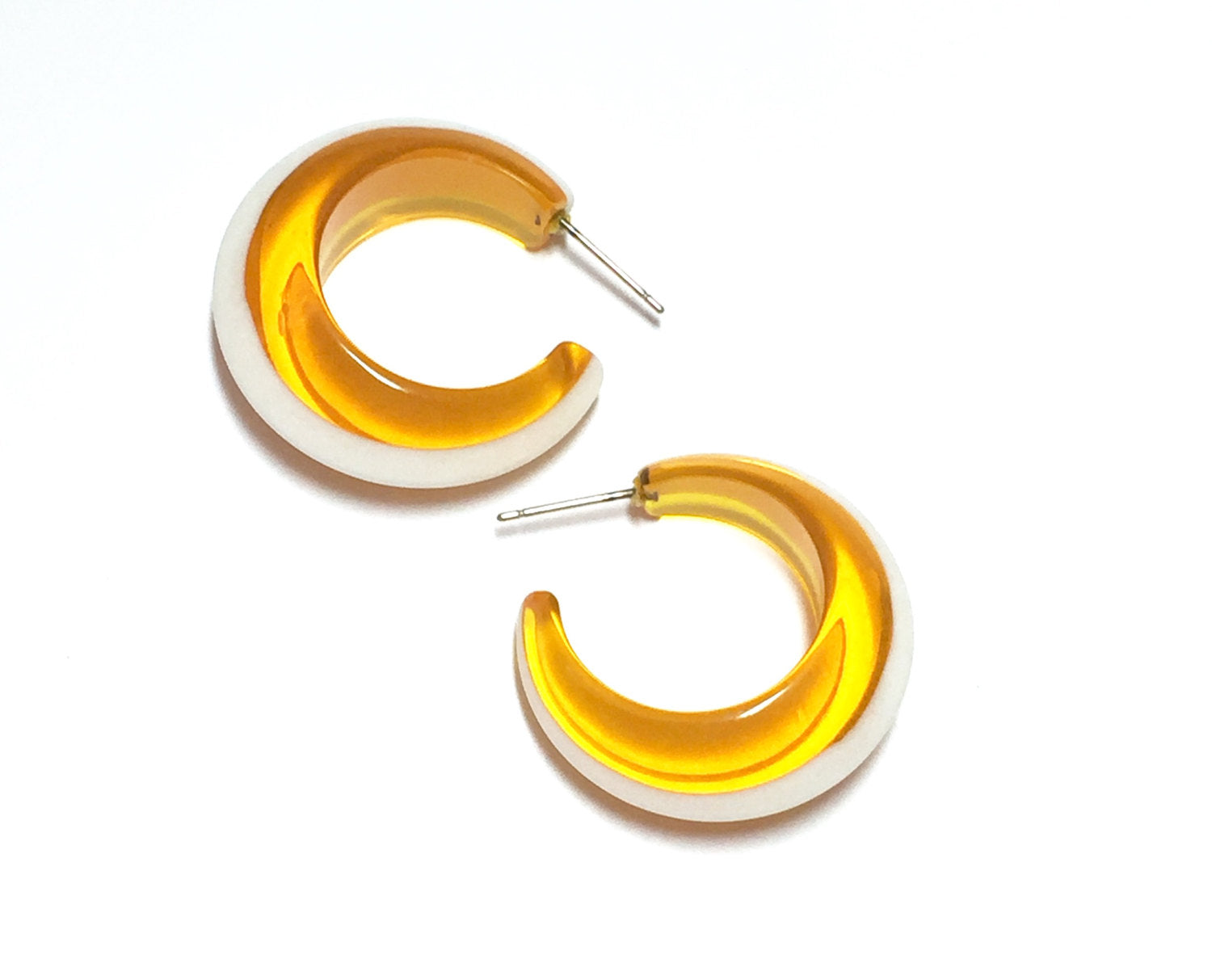 bright yellow lucite hoops
