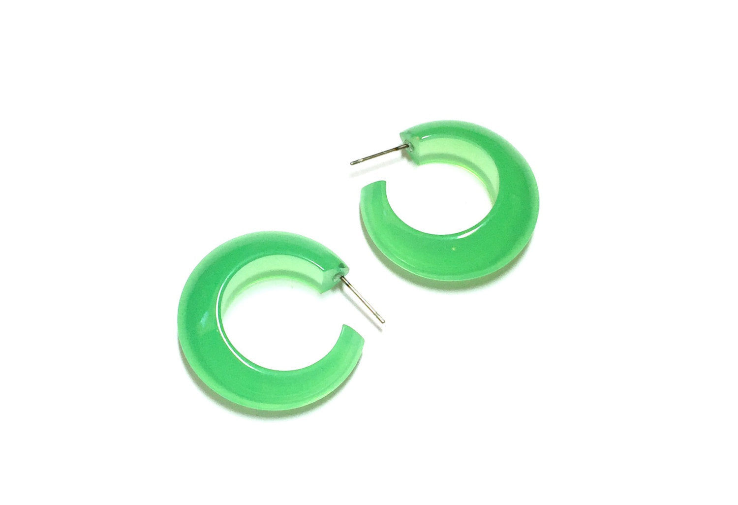 green opal hoop earrings